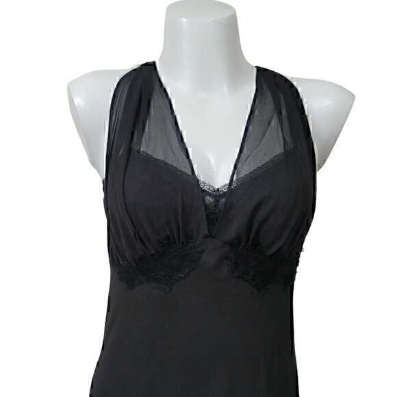 Old Hollywood Glam Style Pinup Cabernet Black Gown Chiffon M - Picture 2 of 8